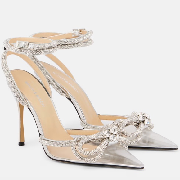 Authentic MACH & MACH Crystal Double Bow Clear PVC Pumps EU 39.5/US 8.5 - Picture 1 of 9